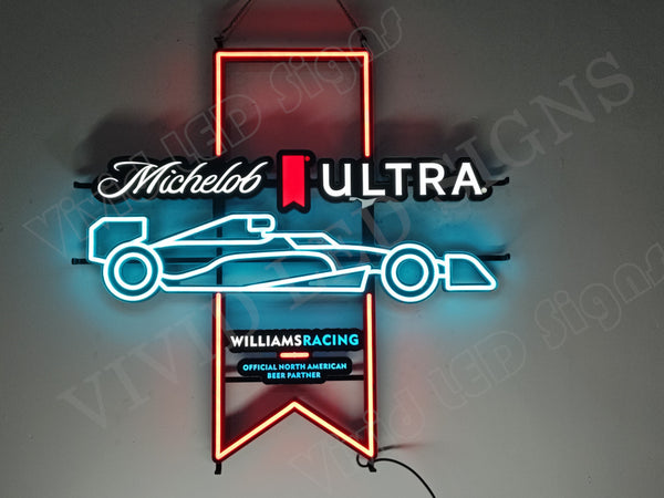 Michelob Ultra Beer Formula 1 Williams Racing Car Game LED Neon Sign Light Lamp