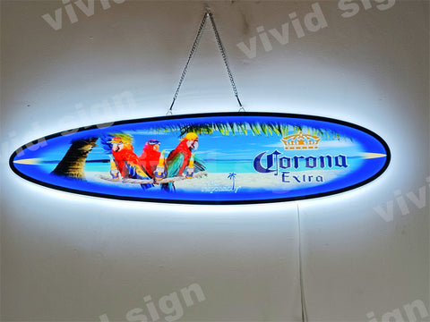 Beach Parrot Happy Hour Corona Beer 3D LED Neon Sign Light Lamp