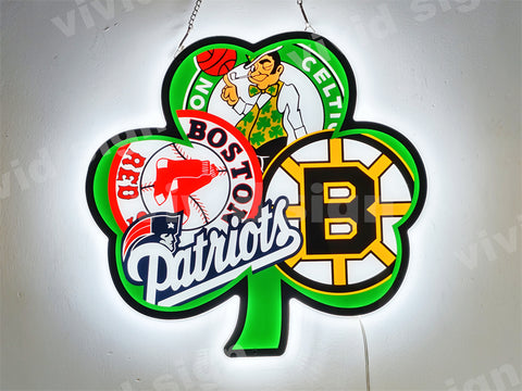 Boston Irish Sport Teams Patriots Celtics Red Sox Bruins 3D LED Neon Sign Light Lamp