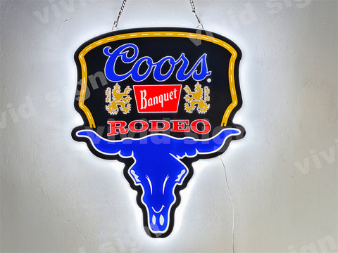 Coors Banquet Rodeo Bull Horns 3D LED Neon Sign Light Lamp