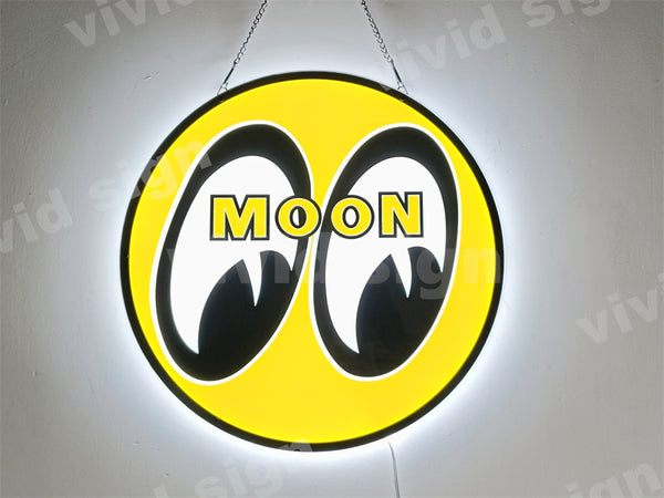 Moon Eyes Porcelain Drag Racing 3D LED Neon Sign Light Lamp