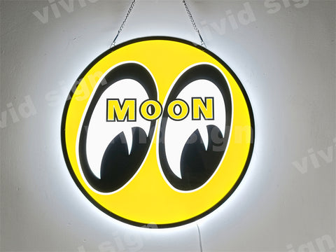 Moon Eyes Porcelain Drag Racing 3D LED Neon Sign Light Lamp