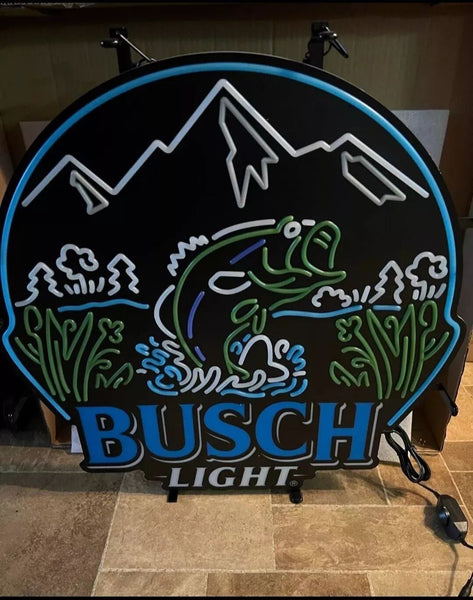 Busch Light Beer Fishing LED Neon Sign Light Lamp