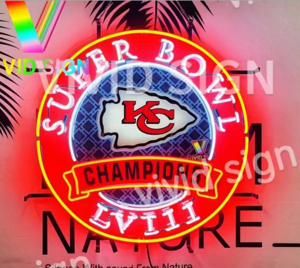 Kansas City Chiefs Super Bowl LVIII 58 Champions Neon Sign Lamp Light