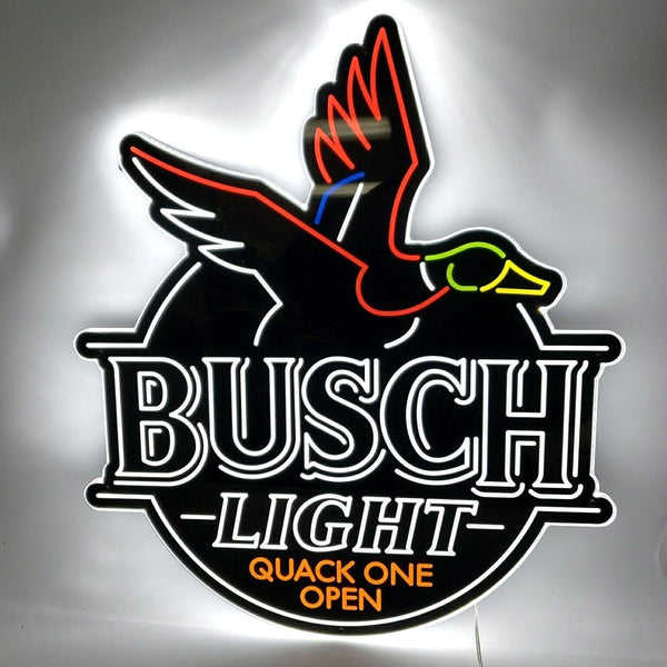 Busch Light Beer Flying Duck Quack On LED Neon Sign Light Lamp