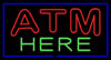 ATM Here Money Neon Light Sign Lamp Real Glass Wall Decor