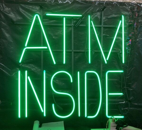 ATM Inside Money Neon Light Sign Lamp Real Glass Wall Decor