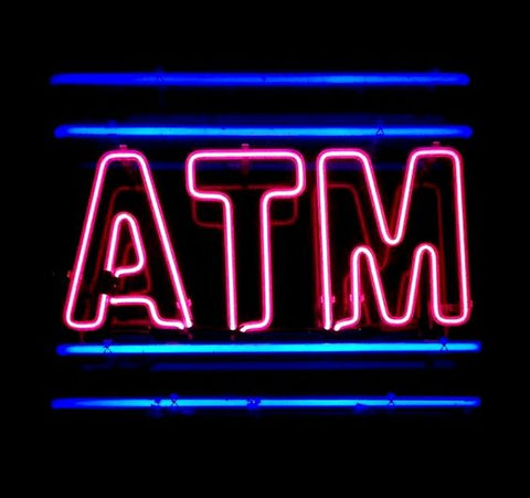 ATM Money Neon Light Sign Lamp Real Glass Wall Decor