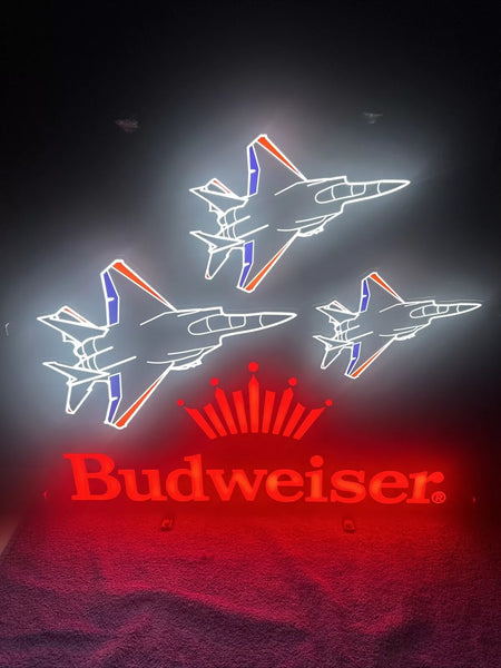 Airplane Plane Fighter Jets Beer LED Neon Sign Light Lamp