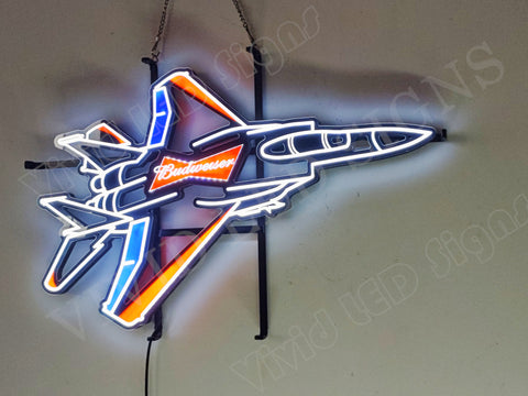 Airplane Plane Fighter Jet Beer LED Neon Sign Light Lamp