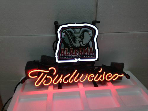 Alabama Crimson Tide Budweiser Beer Neon Sign Light Lamp