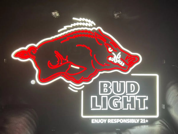 Arkansas Razorbacks Neon Arkansas Razorbacks Bud Light LED Neon Sign Light Lamp – neonsign.us
