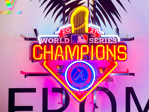 Atlanta Braves World Series Champions Neon Light Sign Lamp With HD Vivid Printing