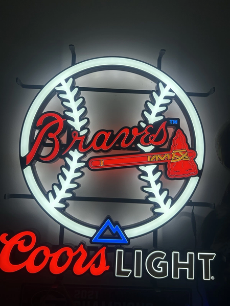 Atlanta Braves Baseball Light Beer LED Neon Sign Light Lamp With Dimmer