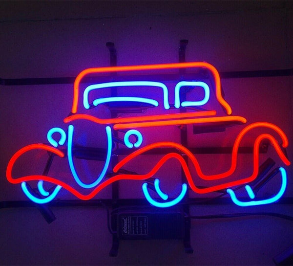 Auto Car Garage Open Neon Light Sign Lamp Real Glass Wall Decor