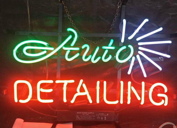 Auto Detailing  Neon Light Sign Lamp Real Glass Wall Decor