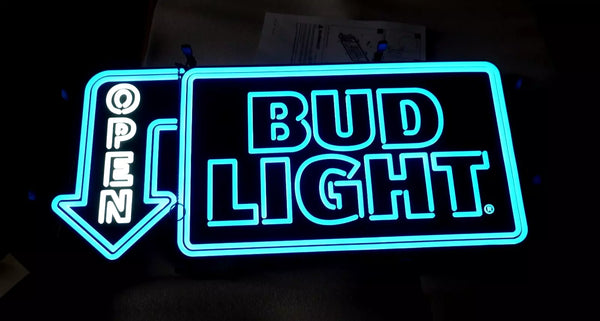 Bud Light Beer Open LED Neon Sign Light Lamp