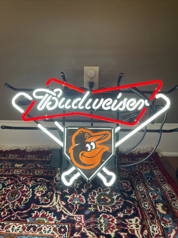 Budweiser Baltimore Orioles Beer Bar Neon Sign Light Lamp