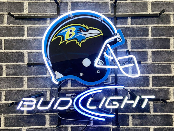 Baltimore Ravens Bud Light Helmet Beer Neon Sign Light Lamp