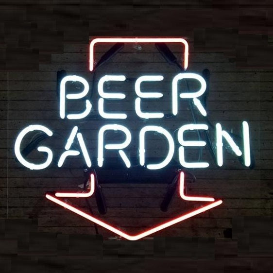 Beer Garden Arrow Neon Light Sign Lamp Real Glass Wall Decor