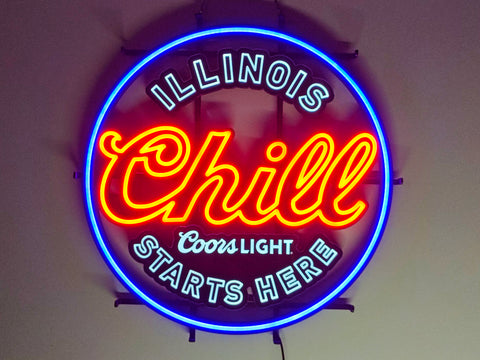 Beer Lager Chill Illinois Starts Here LED Neon Sign Light Lamp