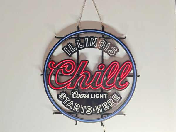 Beer Lager Chill Illinois Starts Here LED Neon Sign Light Lamp