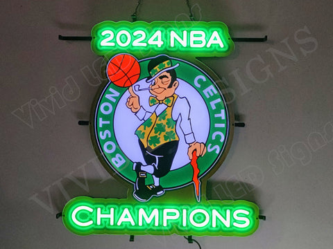 Boston Celtics 2024 NBA Champions LED Neon Sign Light Lamp