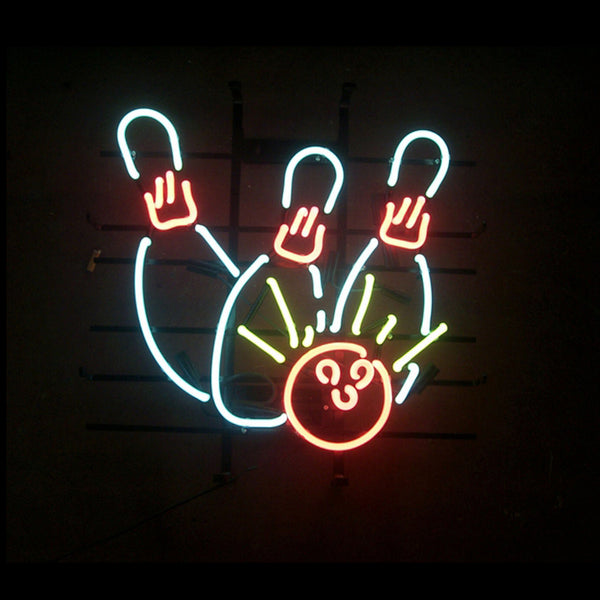 Bowling League Neon Light Sign Lamp Real Glass Wall Decor