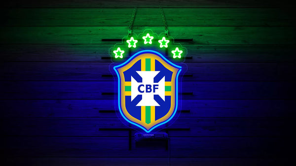 Brazil National Football Team Logo Neon Light Sign Lamp