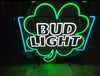 Bud Light Beer Shamrock Clover LED Neon Sign Light Lamp With Dimmer