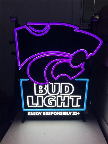 Bud Light Kansas State Wildcats Beer LED Neon Sign Light Lamp