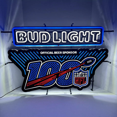 Bud Light NFL 100 Year Season LED Neon Sign Light Lamp