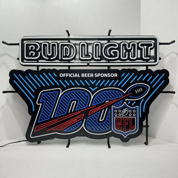 Bud Light NFL 100 Year Season LED Neon Sign Light Lamp