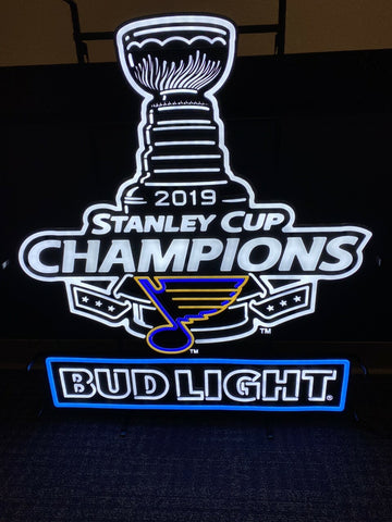 Bud Light 2019 St. Louis Blues Stanley Cup Champions LED Neon Sign Light Lamp