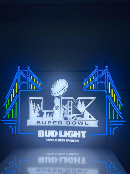 2026 Bud Light Super Bowl LX 60 LED Neon Sign Light Lamp With Dimmer