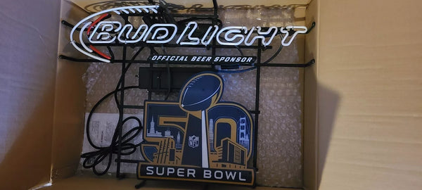 Bud Light Super Bowl 50 Neon Sign Light Lamp