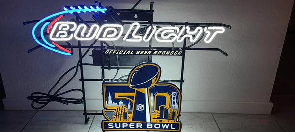 Bud Light Super Bowl 50 Neon Sign Light Lamp