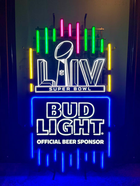 Bud Light Beer Super Bowl LIV Faux LED Neon Sign Light Lamp