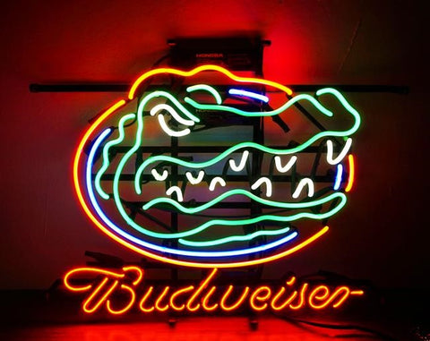 Florida Gators Mascot Budweiser Beer Neon Sign Light Lamp