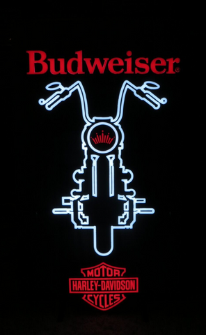 Budweiser Beer Harley Davidson Faux LED Neon Sign Light Lamp