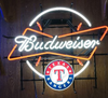 Budweiser Texas Rangers Bow Tie Beer Bar Neon Sign Light Lamp