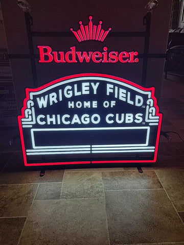 Budweiser Beer Wrigley Field Home Of Chicago Cubs LED Neon Sign Light Lamp