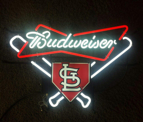 Budweisers St. Louis Cardinals Bow Tie Beer Bar Neon Sign Light Lamp