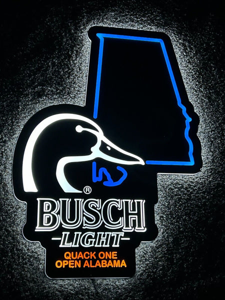 Busch Light Beer Flying Duck Ducks Quack One Open Alabama State LED Neon Sign Light Lamp