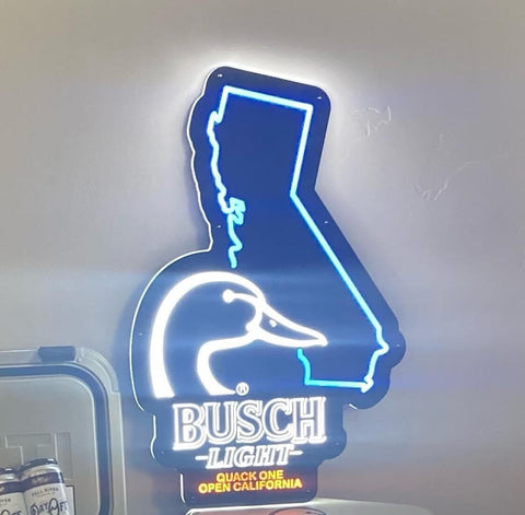 Busch Light Beer Flying Duck Ducks California State LED Neon Sign Light Lamp