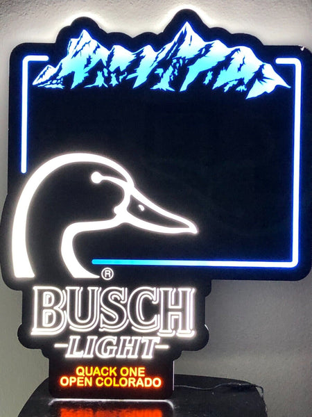 Busch Light Beer Flying Duck Ducks Quack One Open Colorado State LED Neon Sign Light Lamp