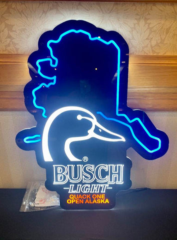Busch Light Beer Flying Duck Ducks Quack One Open Alaska State LED Neon Sign Light Lamp