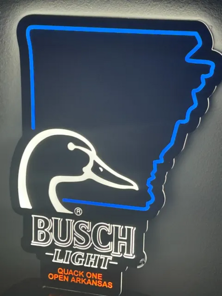 Busch Light Beer Flying Duck Ducks Quack One Open Arkansas State LED Neon Sign Light Lamp