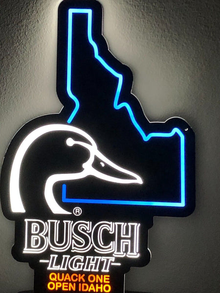 Busch Light Beer Flying Duck Ducks Quack One Open Idaho State LED Neon Sign Light Lamp