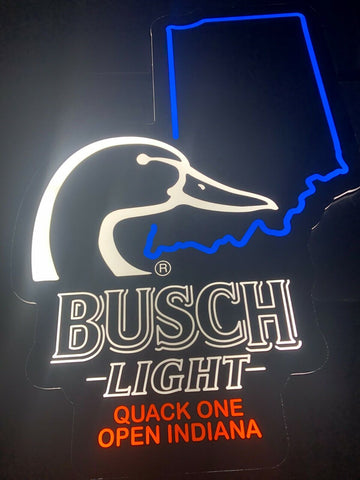 Busch Light Beer Flying Duck Ducks Quack One Open Indiana State LED Neon Sign Light Lamp